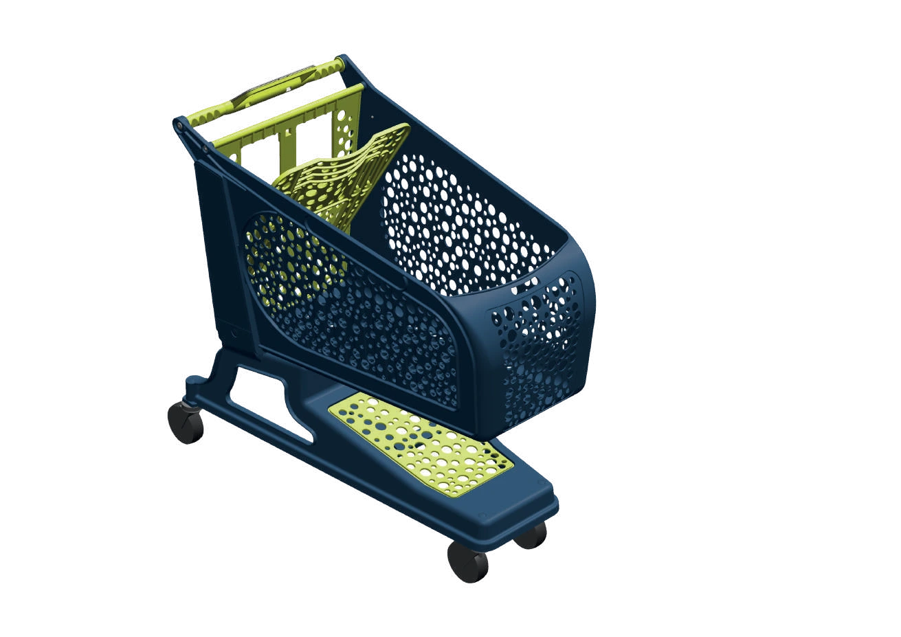 Navy and lime Mega 200 shopping trolley Navy and lime Mega 200 shopping trolley